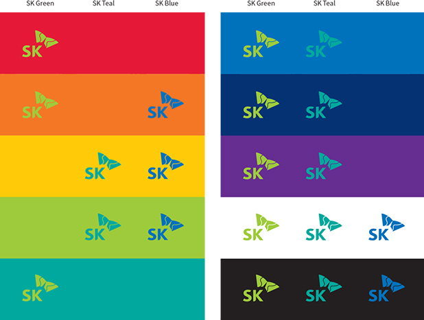 배경색상규정 배경색상2 SK로고 사용예시 (가시성이 낮거나, 피로도를 느끼게 하는 조합은 사용을 지양)